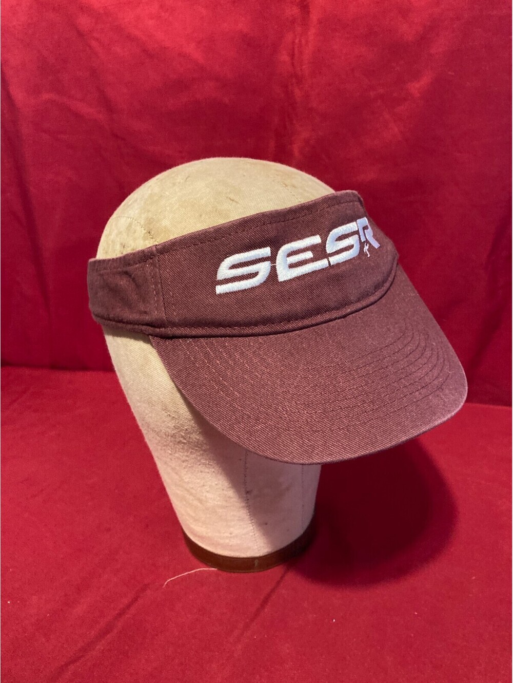 SESR Adjustable Youth Visor Ball Cap Hat Maroon Logo Augusta Cotton #2 Emily